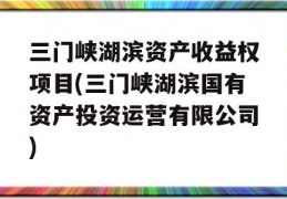 三门峡湖滨资产收益权项目(三门峡湖滨国有资产投资运营有限公司)