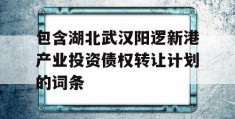 包含湖北武汉阳逻新港产业投资债权转让计划的词条