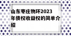 山东枣庄物环2023年债权收益权的简单介绍