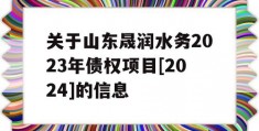 关于山东晟润水务2023年债权项目[2024]的信息