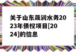 关于山东晟润水务2023年债权项目[2024]的信息