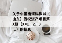 关于中基南海科教城（山东）债权资产项目第X期（X=1、2、3...）的信息