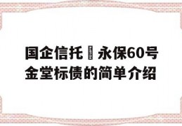 国企信托–永保60号金堂标债的简单介绍