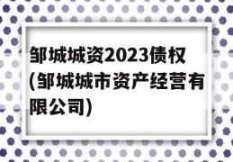 邹城城资2023债权(邹城城市资产经营有限公司)