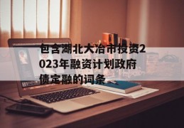 包含湖北大冶市投资2023年融资计划政府债定融的词条