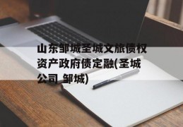 山东邹城圣城文旅债权资产政府债定融(圣城公司 邹城)