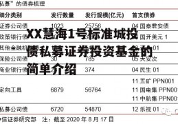 XX慧海1号标准城投债私募证券投资基金的简单介绍