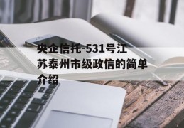 央企信托-531号江苏泰州市级政信的简单介绍