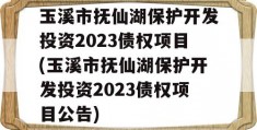 玉溪市抚仙湖保护开发投资2023债权项目(玉溪市抚仙湖保护开发投资2023债权项目公告)