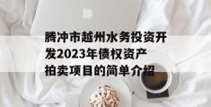 腾冲市越州水务投资开发2023年债权资产拍卖项目的简单介绍