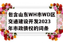 包含山东WH市WD区交通建设开发2023年市政债权的词条