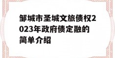 邹城市圣城文旅债权2023年政府债定融的简单介绍