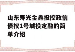 山东寿光金鑫投控政信债权1号城投定融的简单介绍