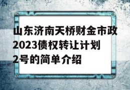 山东济南天桥财金市政2023债权转让计划2号的简单介绍