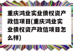 重庆鸿业实业债权资产政信项目(重庆鸿业实业债权资产政信项目怎么样)