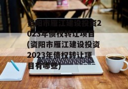 资阳市雁江建设投资2023年债权转让项目(资阳市雁江建设投资2023年债权转让项目有哪些)