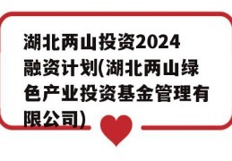 湖北两山投资2024融资计划(湖北两山绿色产业投资基金管理有限公司)