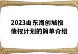 2023山东海创城投债权计划的简单介绍