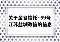 关于金谷信托·59号江苏盐城政信的信息