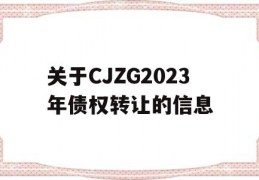 关于CJZG2023年债权转让的信息