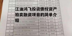 江油鸿飞投资债权资产拍卖融资项目的简单介绍