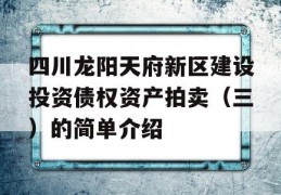 四川龙阳天府新区建设投资债权资产拍卖（三）的简单介绍