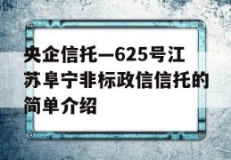 央企信托—625号江苏阜宁非标政信信托的简单介绍