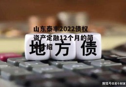 山东泰丰2022债权资产定融12个月的简单介绍