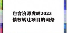 包含济源虎岭2023债权转让项目的词条