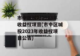 市中区城投2023年收益权项目(市中区城投2023年收益权项目公告)