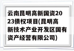 云南昆明高新国资2023债权项目(昆明高新技术产业开发区国有资产经营有限公司)