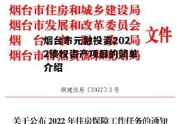 烟台市元融投资2022债权资产项目的简单介绍