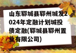 山东郓城县郓州城发2024年定融计划城投债定融(郓城县郓州置业有限公司)