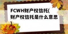 FCWH财产权信托(财产权信托是什么意思)