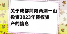 关于成都简阳两湖一山投资2023年债权资产的信息