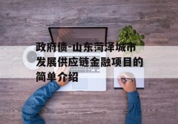 政府债-山东菏泽城市发展供应链金融项目的简单介绍