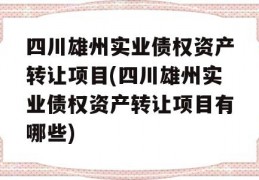 四川雄州实业债权资产转让项目(四川雄州实业债权资产转让项目有哪些)