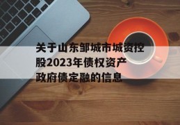 关于山东邹城市城资控股2023年债权资产政府债定融的信息