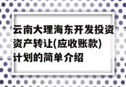 云南大理海东开发投资资产转让(应收账款)计划的简单介绍