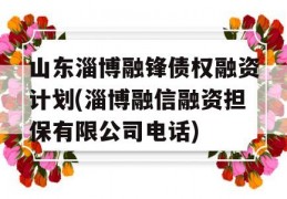 山东淄博融锋债权融资计划(淄博融信融资担保有限公司电话)