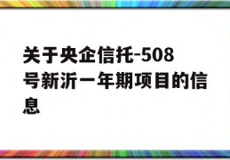 关于央企信托-508号新沂一年期项目的信息