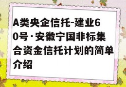 A类央企信托-建业60号·安徽宁国非标集合资金信托计划的简单介绍