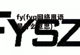 fy(fyq网络用语是什么意思)