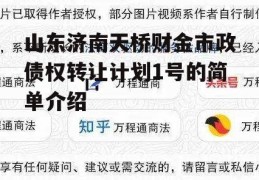 山东济南天桥财金市政债权转让计划1号的简单介绍