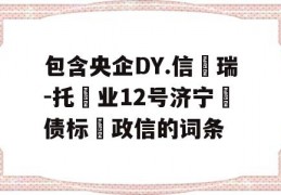 包含央企DY.信‮瑞-托‬业12号济宁‮债标‬政信的词条