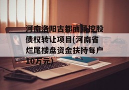 河南洛阳古都丽景控股债权转让项目(河南省烂尾楼盘资金扶持每户10万元)