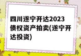 四川遂宁开达2023债权资产拍卖(遂宁开达投资)