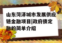 山东菏泽城市发展供应链金融项目|政府债定融的简单介绍