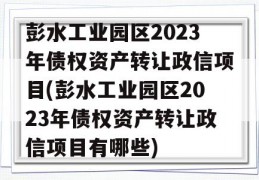 彭水工业园区2023年债权资产转让政信项目(彭水工业园区2023年债权资产转让政信项目有哪些)