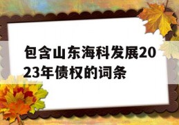 包含山东海科发展2023年债权的词条